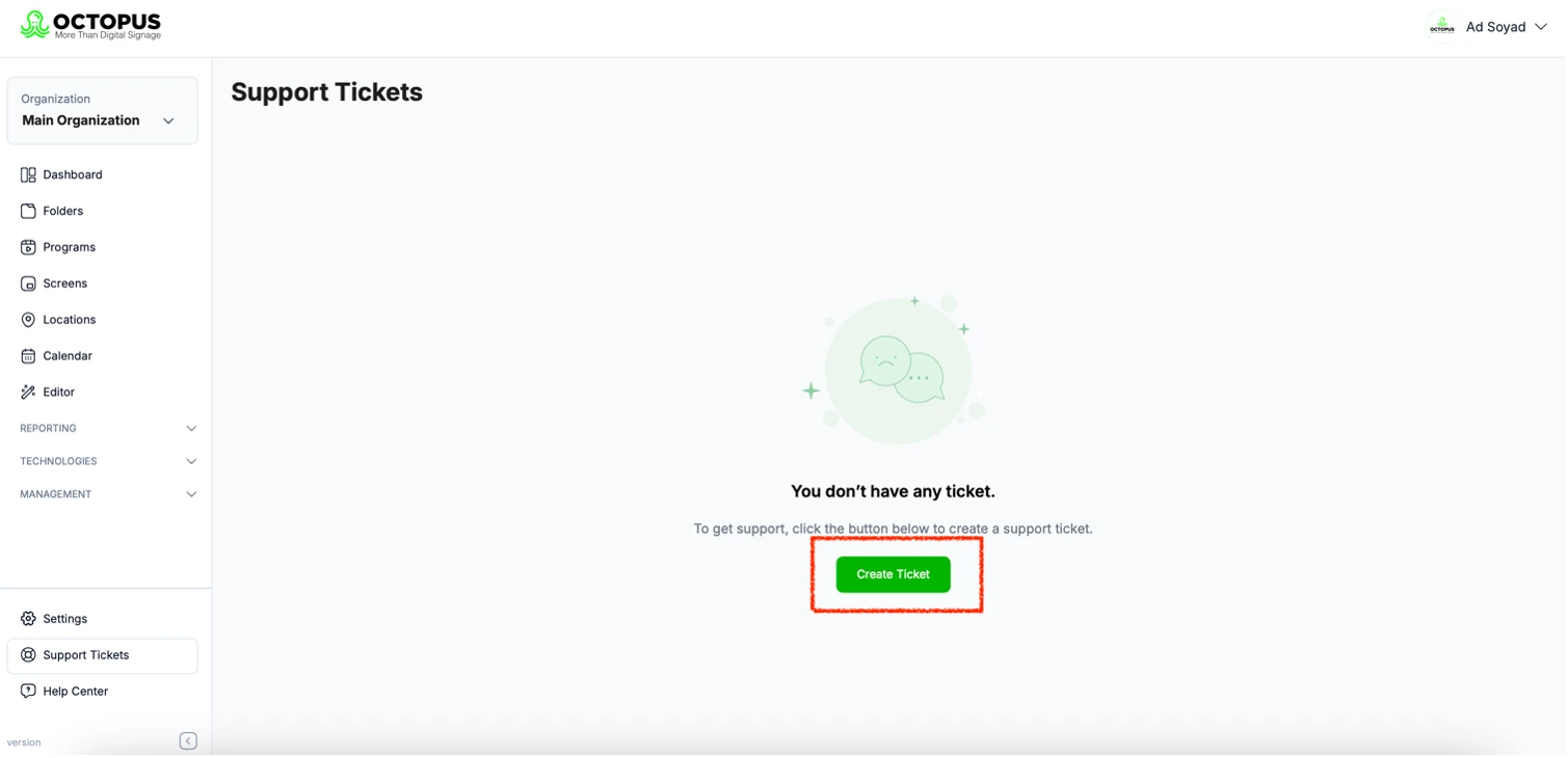 Create Ticket button